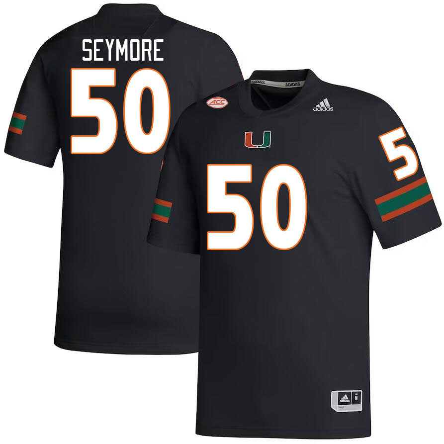 Men #50 Laurance Seymore Miami Hurricanes College Football Jerseys Stitched-Black
